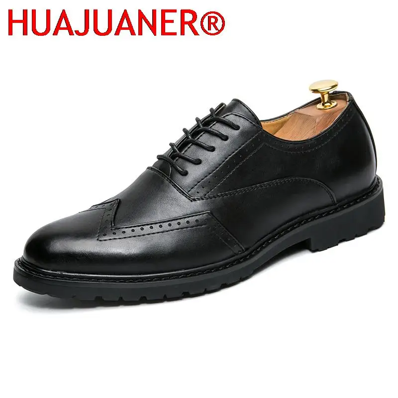 

Mens Shoes Casual Brogue Shoes Men Business Leather Shoes Printed Pointed Toe Office Wedding Shoes Brand Footwear Fashion Shoes