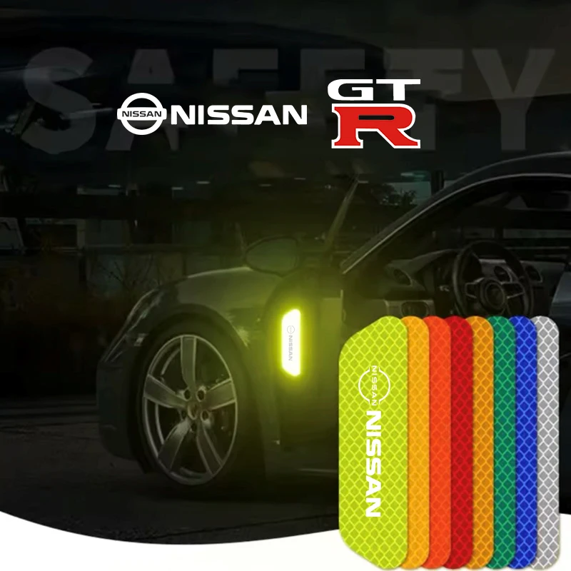 

4PCS Car Stickers Door Opening Reflective Warning Sticker For Nissan Qashqai J10 J11 Navara Juke GTR 350z Patrol Leaf X-trai