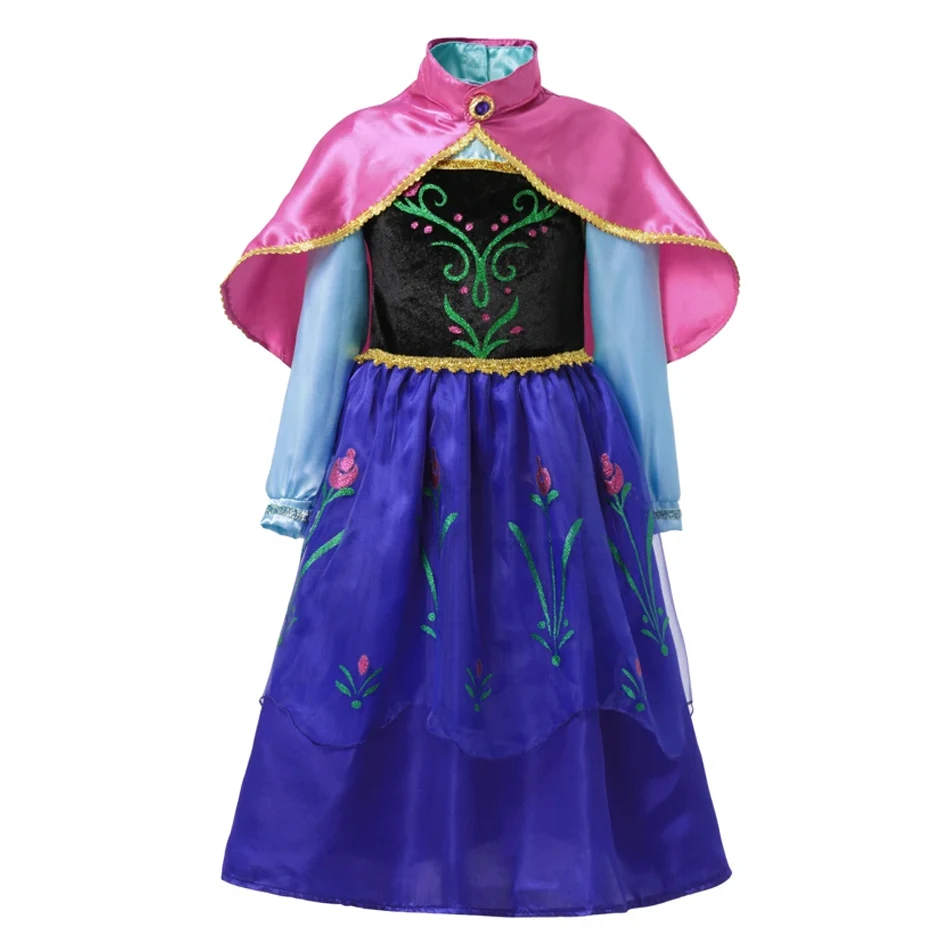 Vestido de princesa Anna de Frozen para niñas, disfraz de fiesta de carnaval, Halloween, 2024