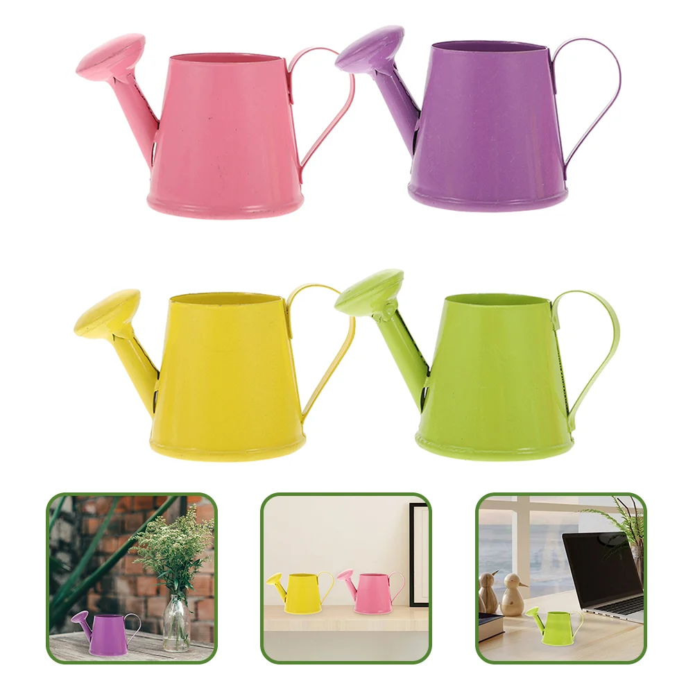 

4 Pcs Mini Watering Can Play Garden Decor Planter Indoor Plants Succulent Planters Small