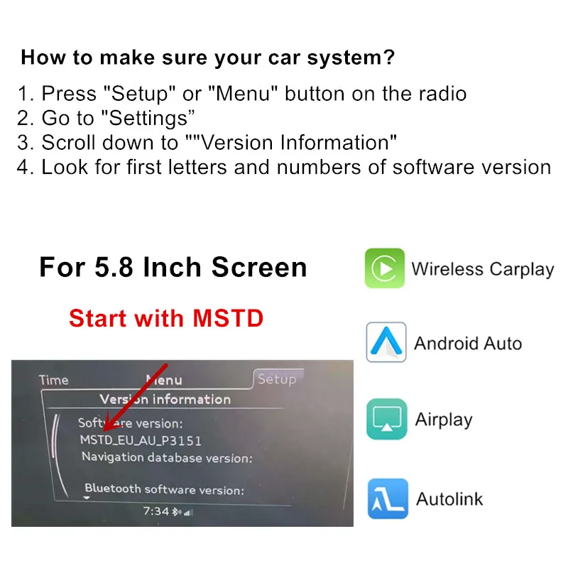 CARABC Draadloze CarPlay Android Auto Adapter Spiegel Link AirPlay Bluetooth GPS Navigatie Voor Audi A3 S3 8v 2013-2018