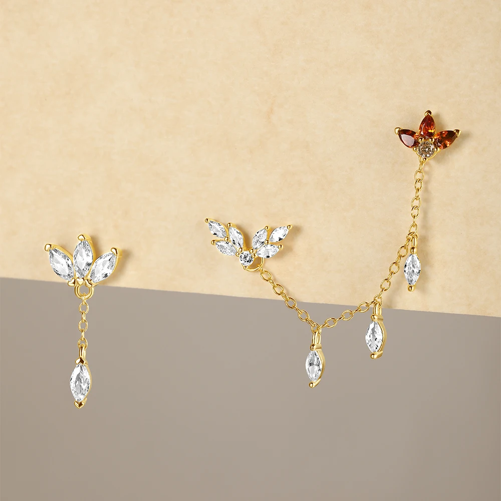 Women's 925 Sterling Silver Crown Tassel Thread Earring