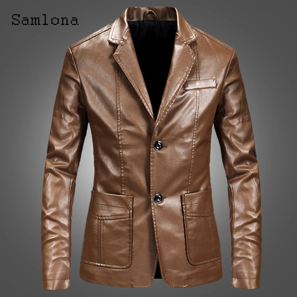 Vintage Pu Leather Jacket Men Casual Street Coats Moto&Biker Jackets 2023 Stylish simplicity Fashion Button Pockets Outerwear