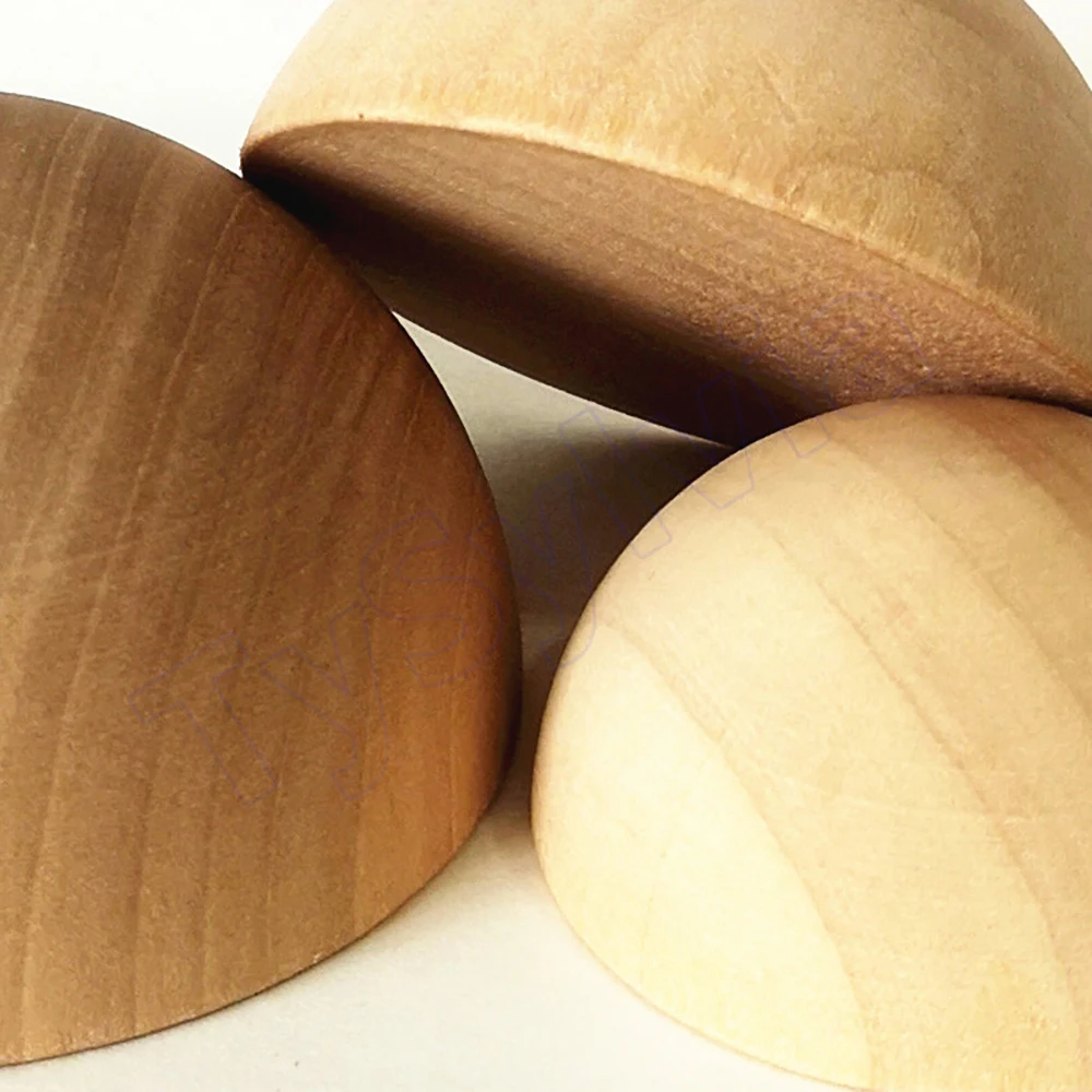 Split Wood Balls 10-90mm Unfinished Half Wooden Ball for DIY Craft Projects Jewelry Making Arts Design, Natural Half Craft Beads