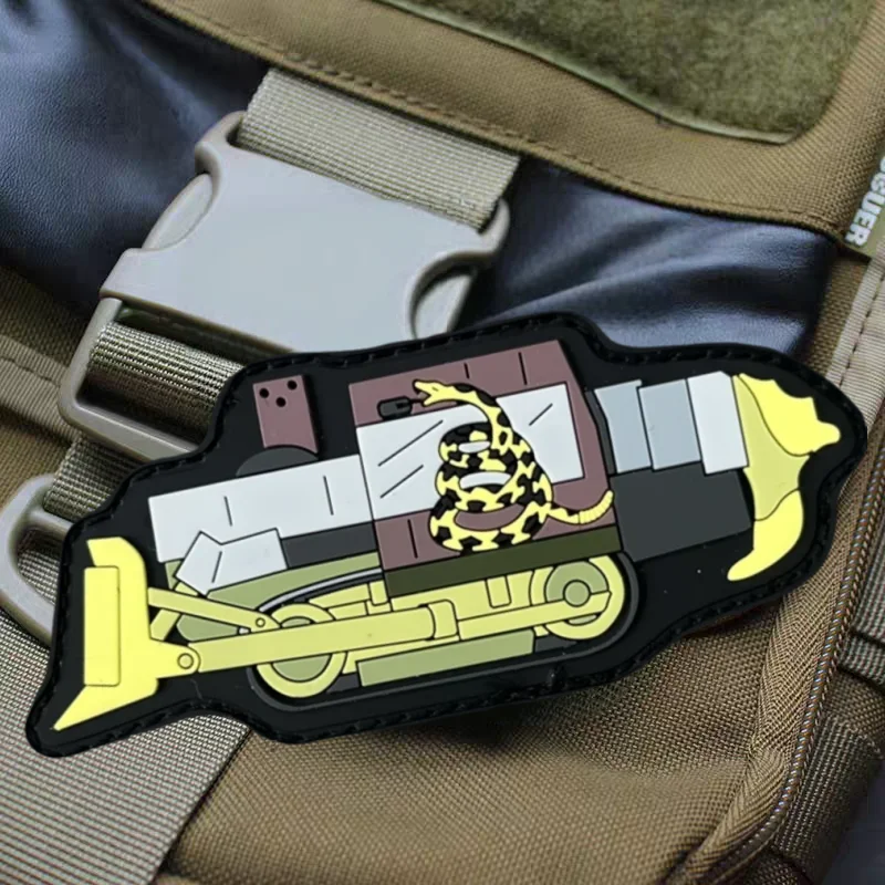 

Killdozer Gadsden 3D PVC Patch Tactical Hook and Loop Morale Badge Backpack Decorative Sticker Armband DIY Patches for Clothing