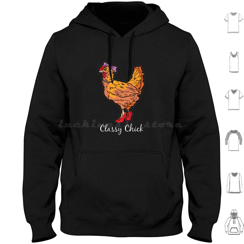 Classy Chick With High Heels And Silver Chain Hoodie cotton Long Sleeve Chick Magnet Jewelry Chicken Chain Hen Night