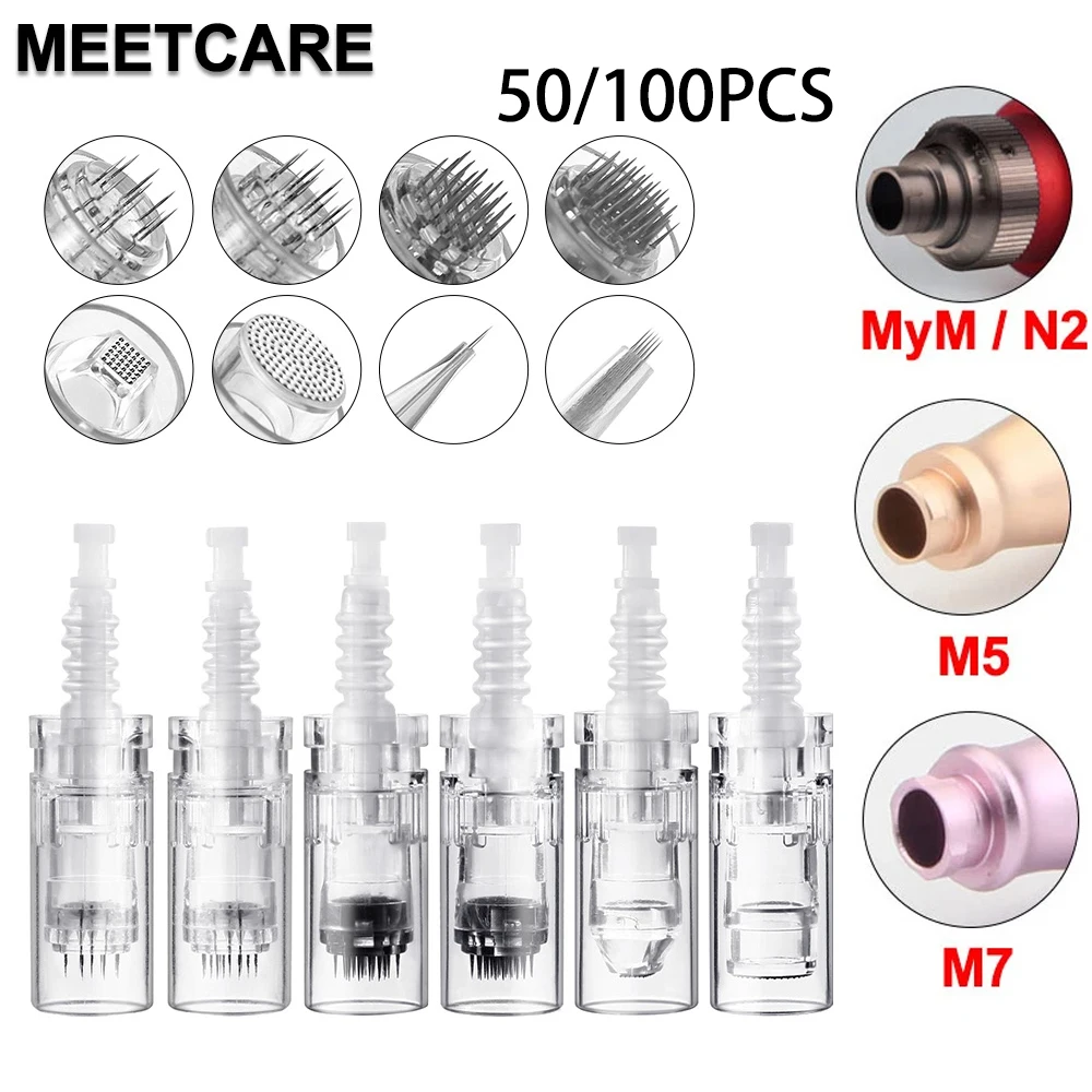 ダーマペン-バヨネットカートリッジチップ-50-100個入り-mym-m5-m7-n2-マイクロニードル-9-12-24-36-42ピン-3d-5d-マイクロニードル-スキンケアツール用