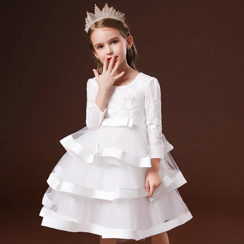 Kids Christmas Eve girls wedding flower dresses Princess autumn costume elegant party pageant formal gown for teenager 3-12 year