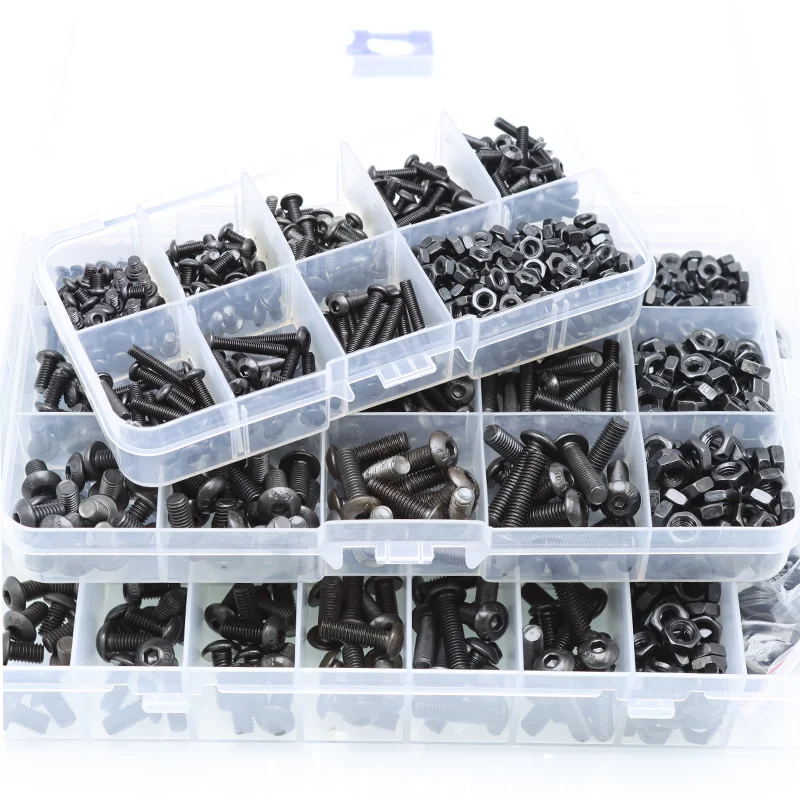 Hex Socket Allen Screw M2 M2.5 M3 M4 M5 M6 Grade 10.9 Black Carbon Steel DIY Motorcycle Bolts Nuts and Washers Round Head Screws
