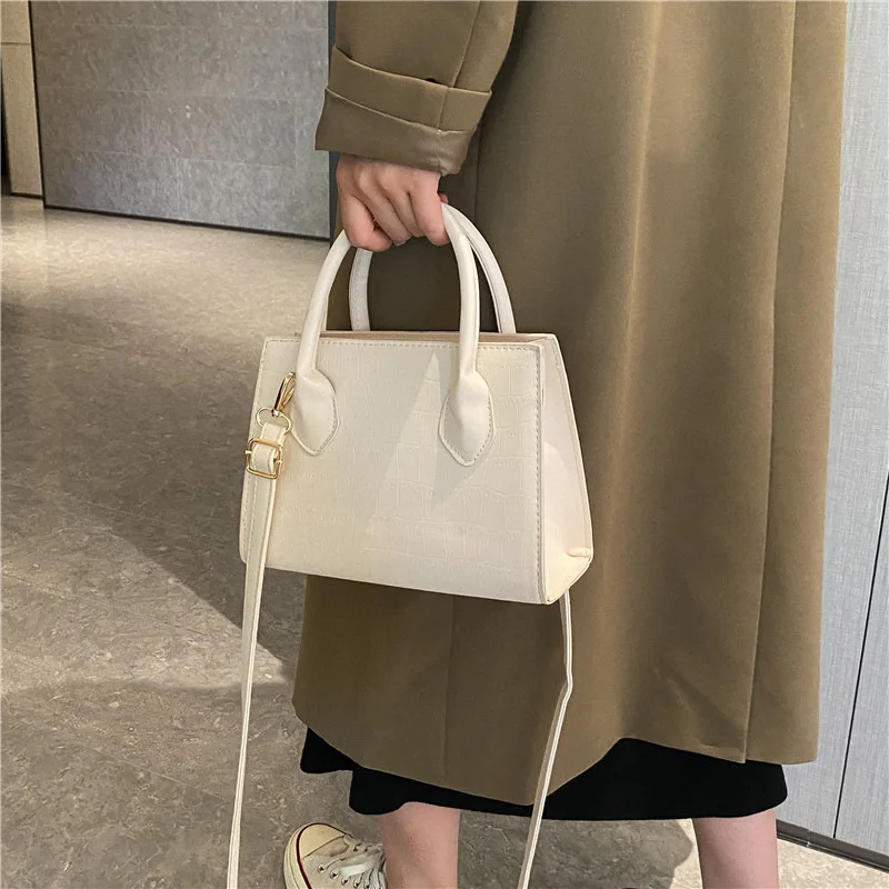 Classic Simple Women Bag Fashion Square Small Handbag Vintage Stone Pattern Lady Crossbody Bag New Trendy Advanced Shoulder Bag