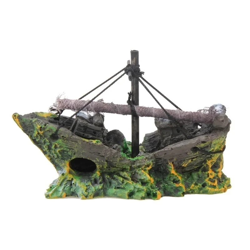 Aquarium Fish Tank Decorations Landscape Pirate Ship Wreck Ship Vintage Resin Design Boat Aquarium Accessories Home Decorations