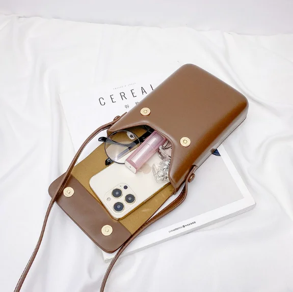

Women's Mini Flap Crossbody Bag PU Leather Shoulder Purse Simple Solid Designer Handbag for Phone
