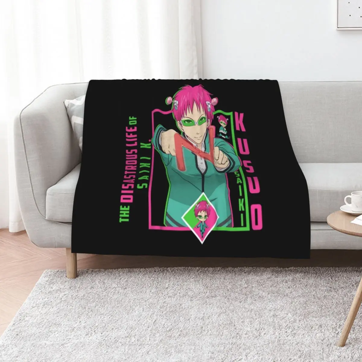 Saiki K T-ShirtThe Disastrous Life of Saiki K. - Saiki Kusuo Throw Blanket Soft Beds Travel Comforter Blankets