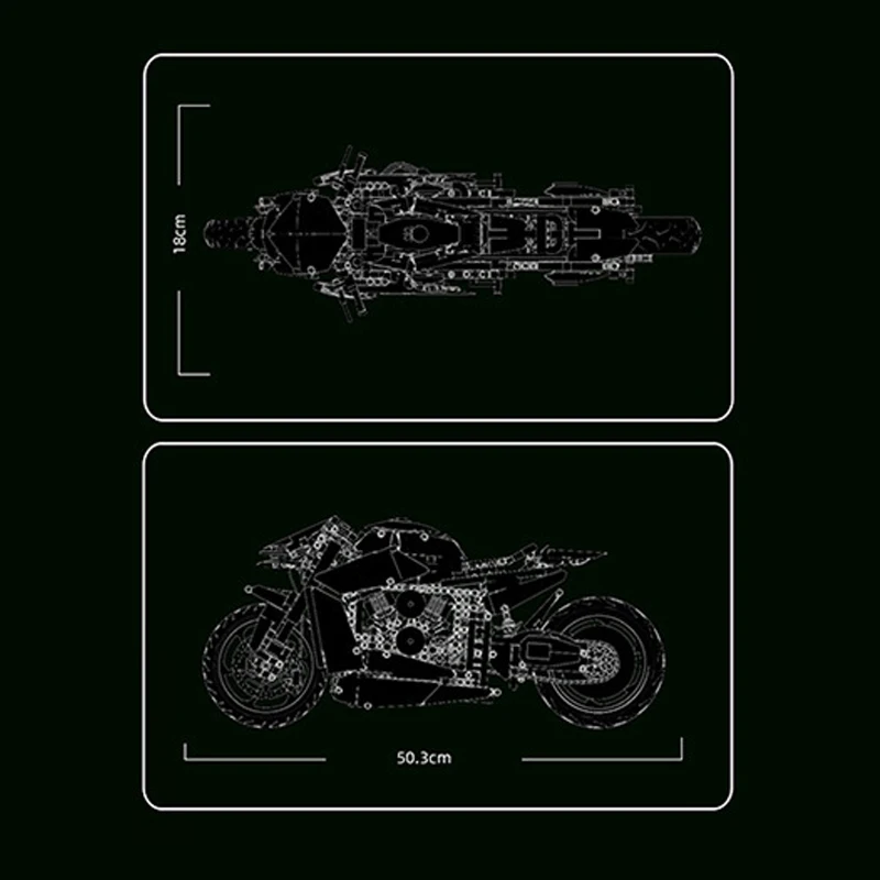 MOC Technical Motocicleta Blocos de Construção para Crianças, modelo de tijolos locomotiva, montagem de brinquedos, presente de aniversário, 1:5, Em Stock