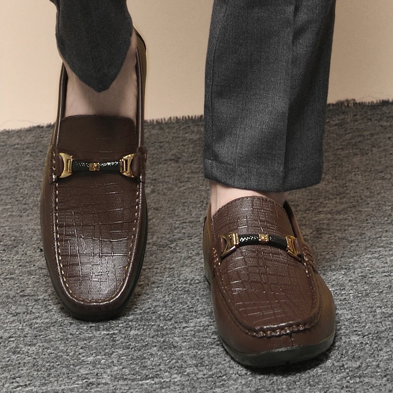 أحذية رجالية عصرية بدون كعب من البولي يوريثان بمقدمة مستديرة وقاع مسطح للولائم التجارية أحذية كلاسيكية مريحة للرجال #2