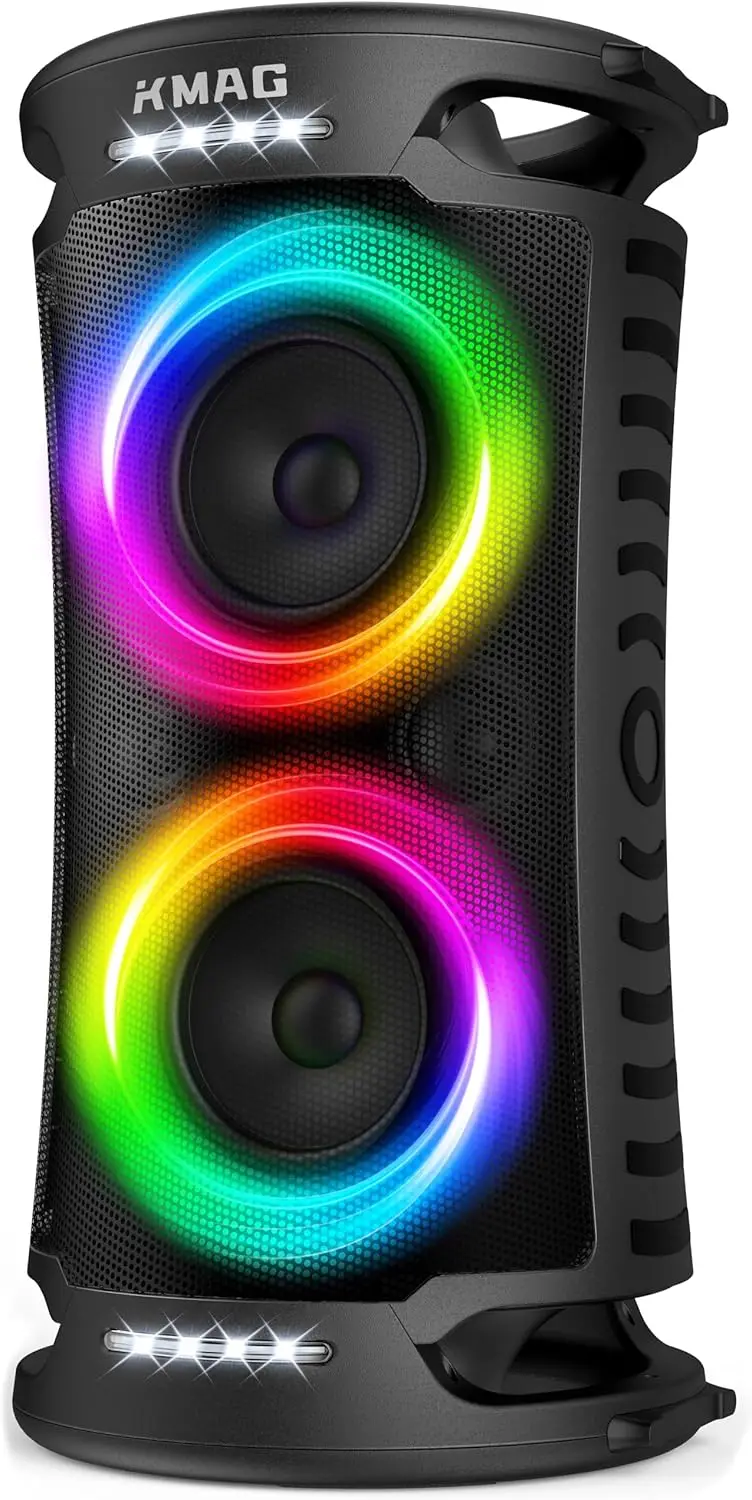 260W Bluetooth Party Speaker with Deep Bass, 15Hr Playtime, RGB Lights, TWS, Portable for Outdoor & Home