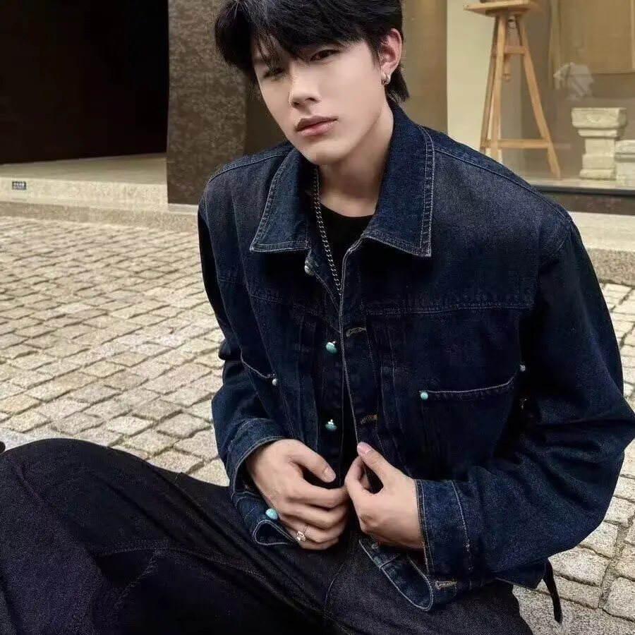 ربيع الخريف فضفاض الرجال Jaet الهيب هوب الشارع Sle Harajuku النسخة الكورية Faionable ملابس خارجية الوقوف صالح طويل Sve