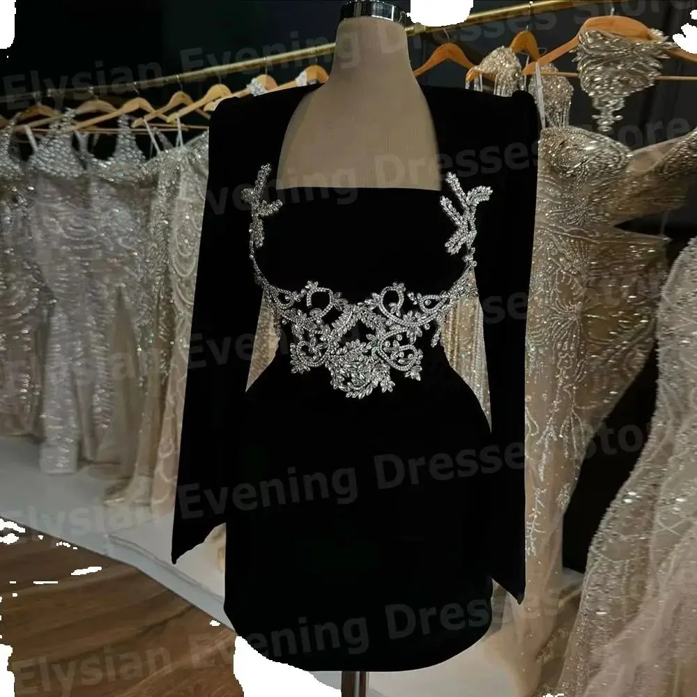 Urocze damskie suknie wieczorowe w stylu syreny z kwadratowym dekoltem, szyte na miarę, z długim rękawem, zdobione koralikami, suknie balowe, Vestidos Para Mujer. (Żółty) — Zdjęcie 2 z 2