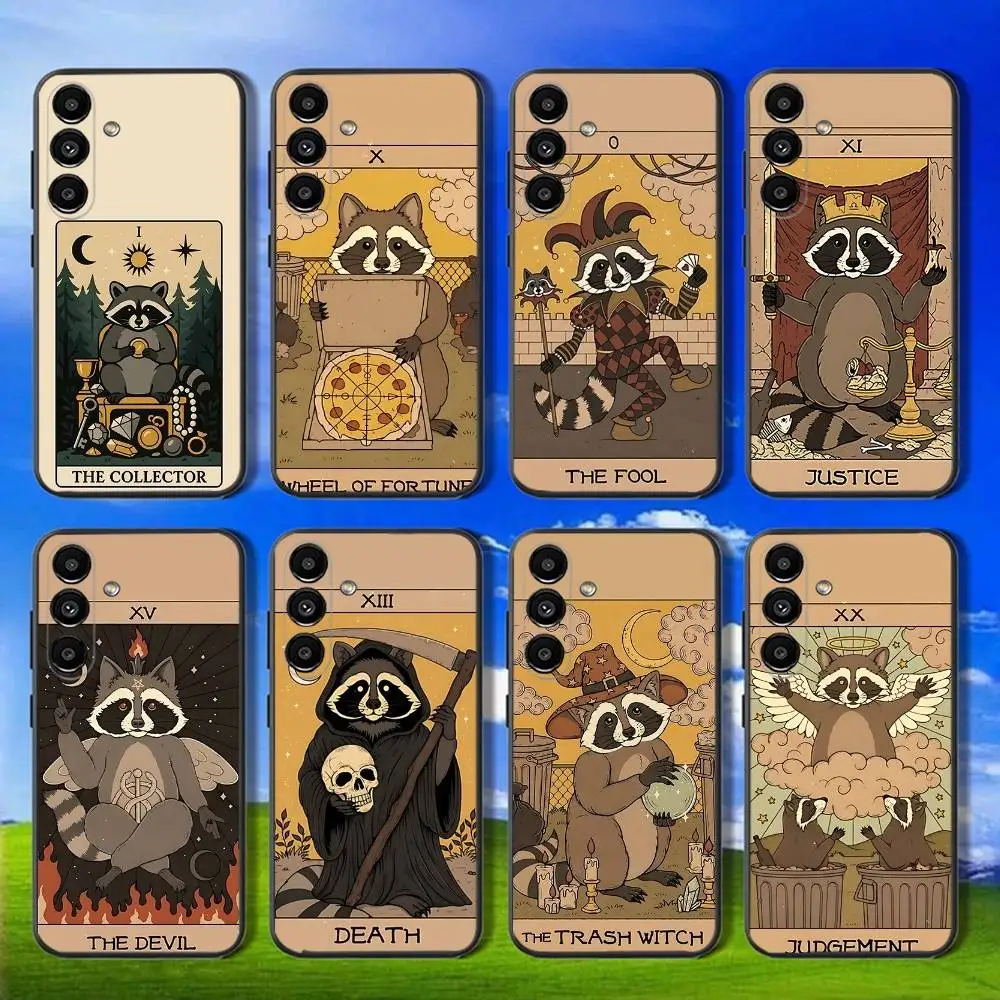 

Raccoon Tarot Art Phone Case For Samsung Galaxy A13,A21s,A22,A31,A32,A52,A53,A71,A80,Soft Black Shell