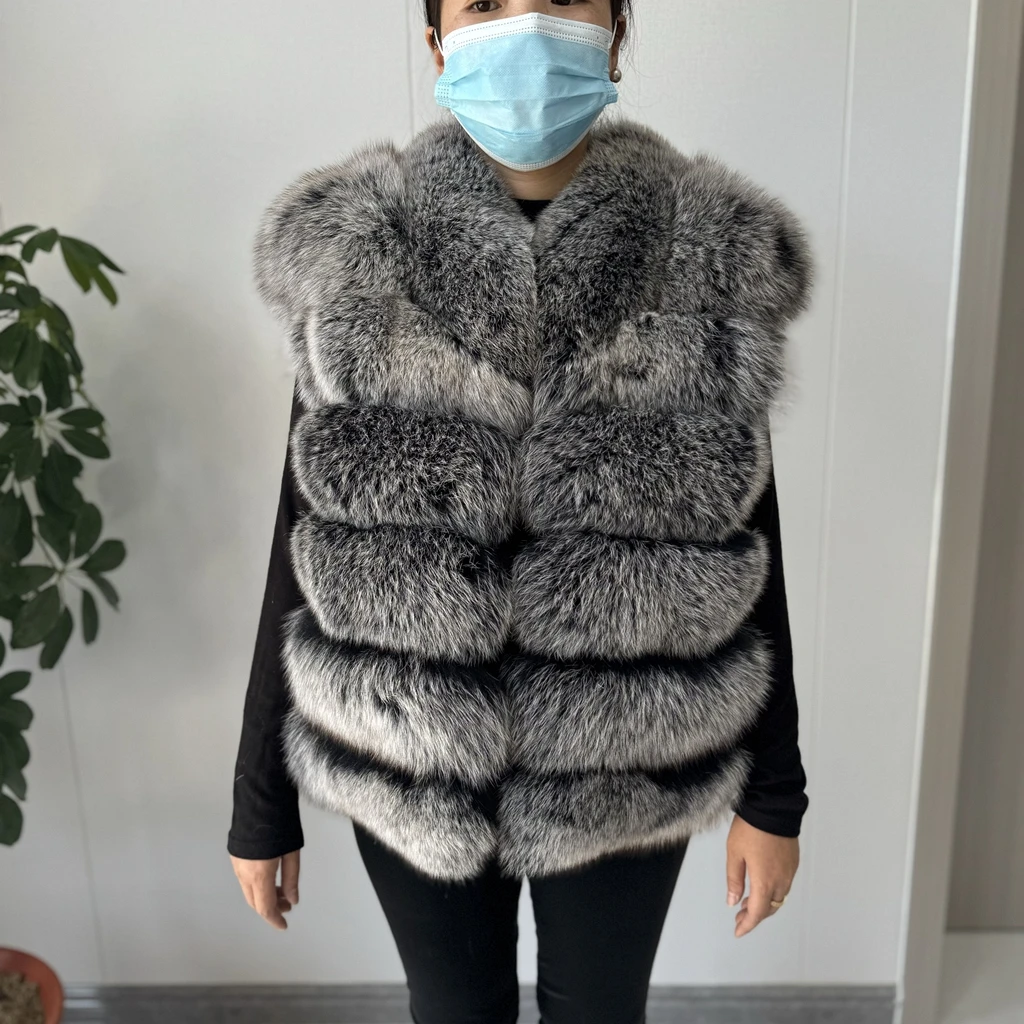 2026 NEW style Fox Fur Coat Real Winter New Outwears Women's Fashion Luxury Jacket High Quality Clothing Natural And Stand Colla