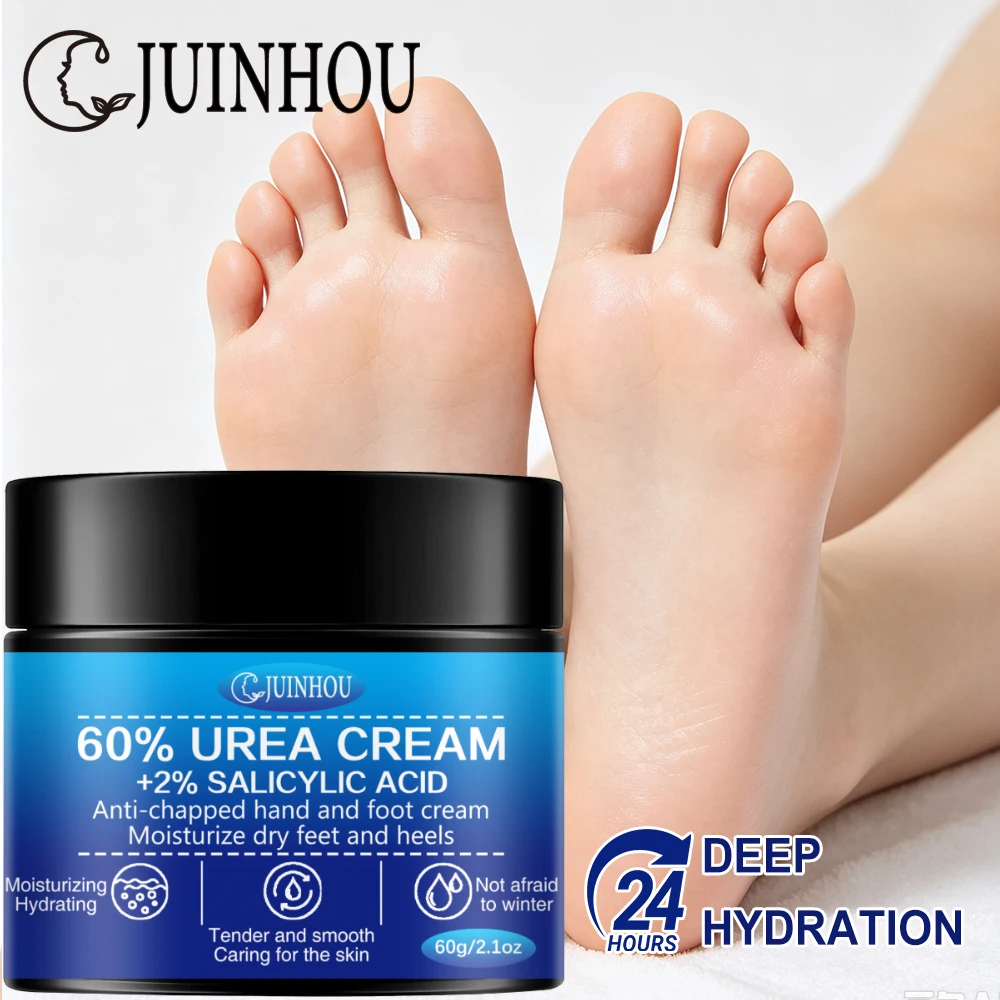 JUINHOU Foot Cream 60% Urea 2% Salicylic Acid Exfoliating Moisturizer Soften Calluses For Dry Rough Cracked Heels Daily Foot Car