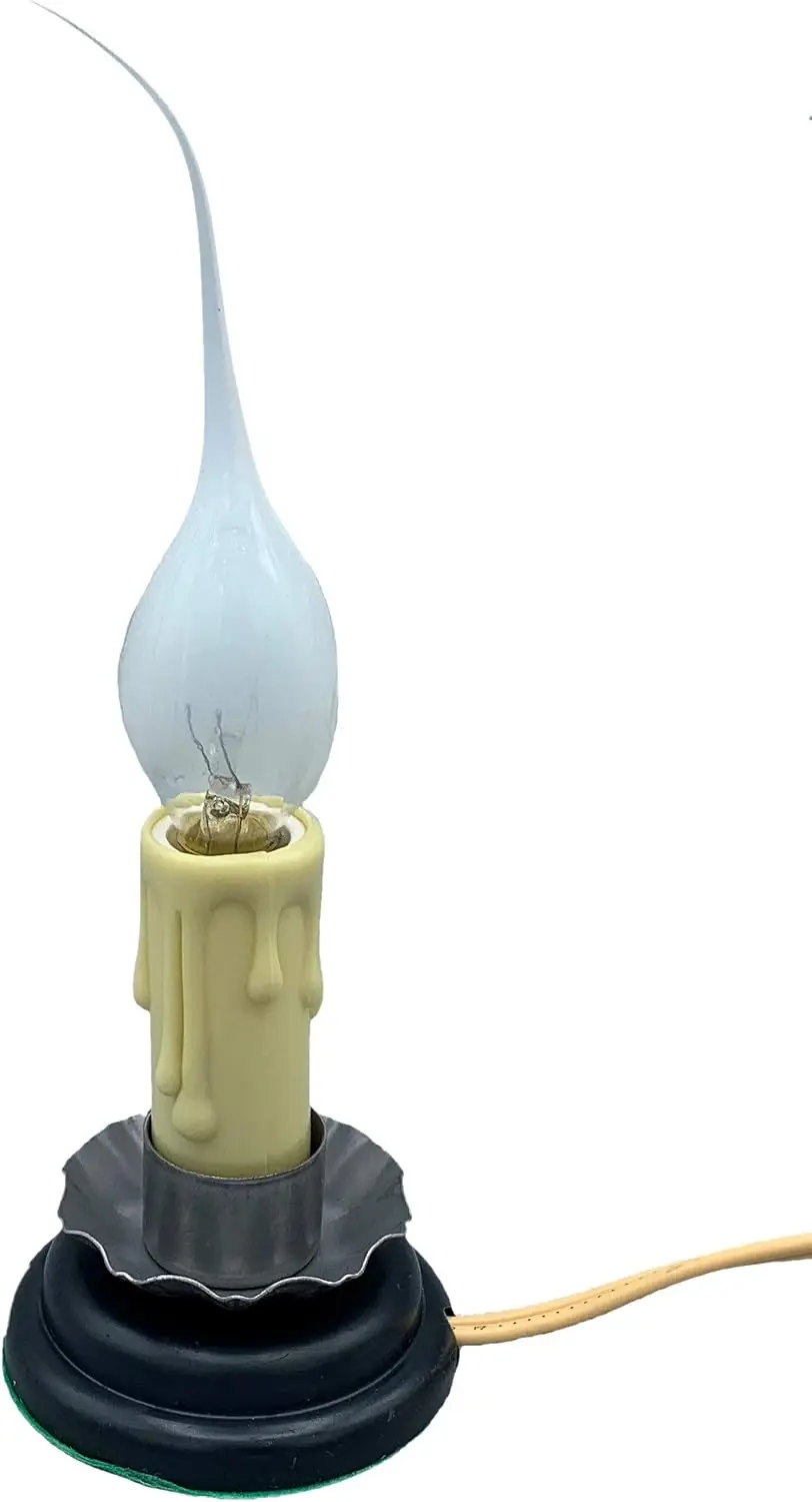 Rustic Country Candle Lamp with On/Off Switch, 5 in, Metal Trim, Plug-in