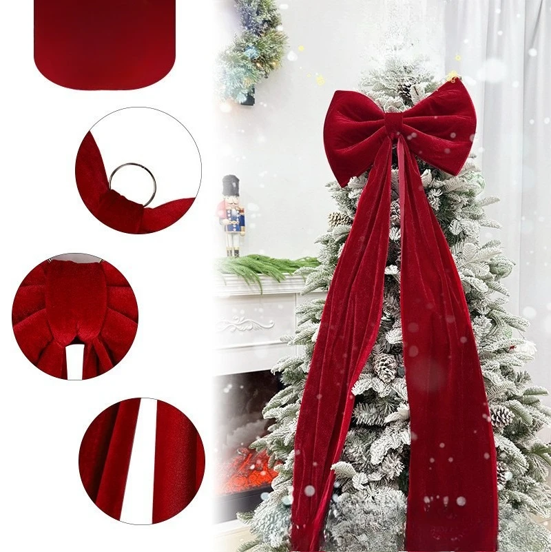 Weihnachtliche Große Samtschleife für Christbaumschmuck, Neujahrs-Dekoration, Wandbehang, Partydekoration, Schaufenster-Dekoration – Detail 5