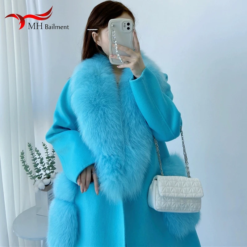 Quality Natural Fox Fur Collar Winter Hood Trims Decor Shawl Women Warm 100% Furry Scarf Big Size Shawl Luxury Female Scarves