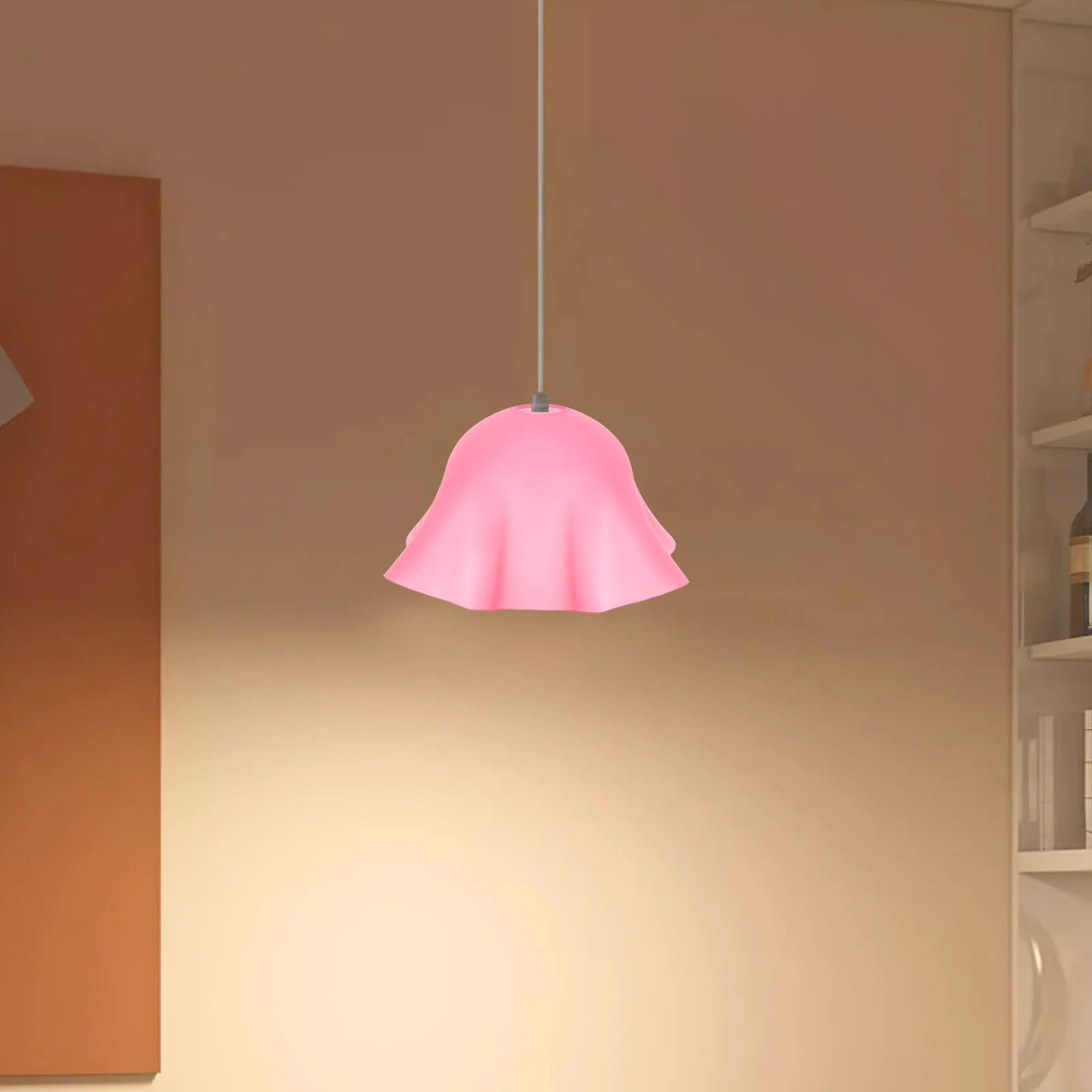 E27 Plastic Lampshade Pink 42Mm Diameter Decorative Lamp Cover for Table Lamp Ceiling Fixture Living Room Office Light Bulb