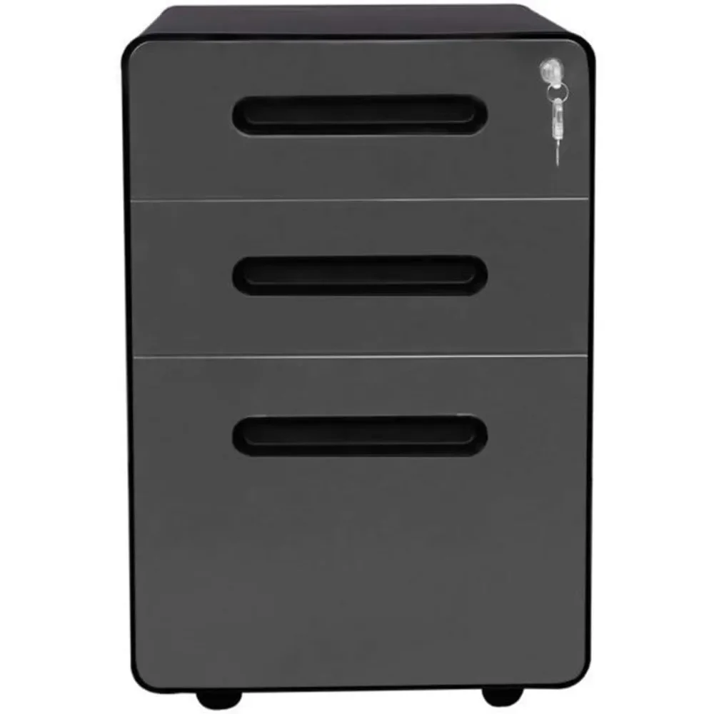 Drawer Vertical Metal Mobile File Cabinet with Locking Keys - Charcoal Panel