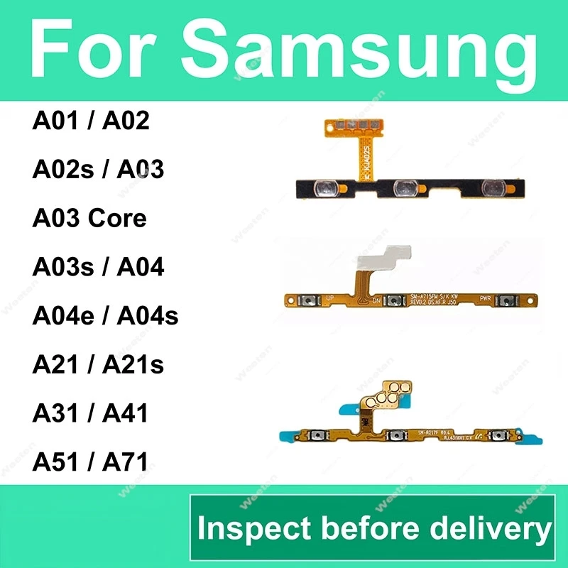 Cable flexible de volumen y encendido para Samsung A21 A31 A41 A51 A71 A21s A01 A01 Core A02 A02s A03 Core A03s A04 A04e A04s
