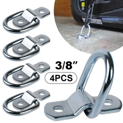 3/8” Heavy Duty D Rings Tie Down Anchors Ring Lashing Hooks Trailer Truck ATV Boat Kayak Wall Surface Mount Bracket 4Pcs/Set