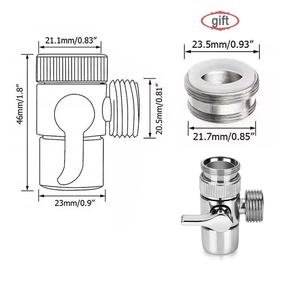 G1/2 Faucet Shower Adapter Bathroom Kitchen Tube Connector Valve 22/24mm Splitter Diverter Water Tap Connector for Toilet Bidet