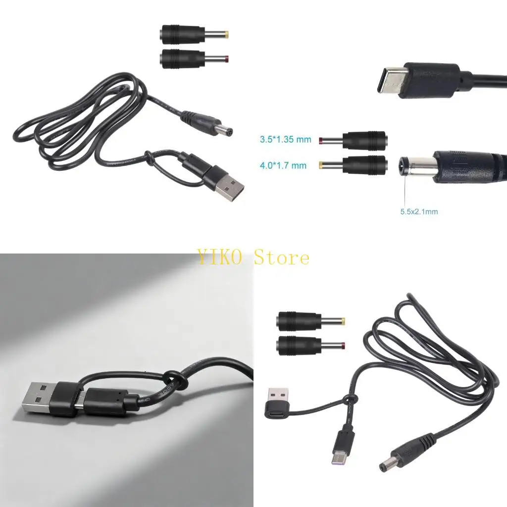 

K32C USB-кабель типа C до 5,5x2,1 мм, 12 В, с адаптерами 3,5x1,35 мм и 4,0x1,7 мм