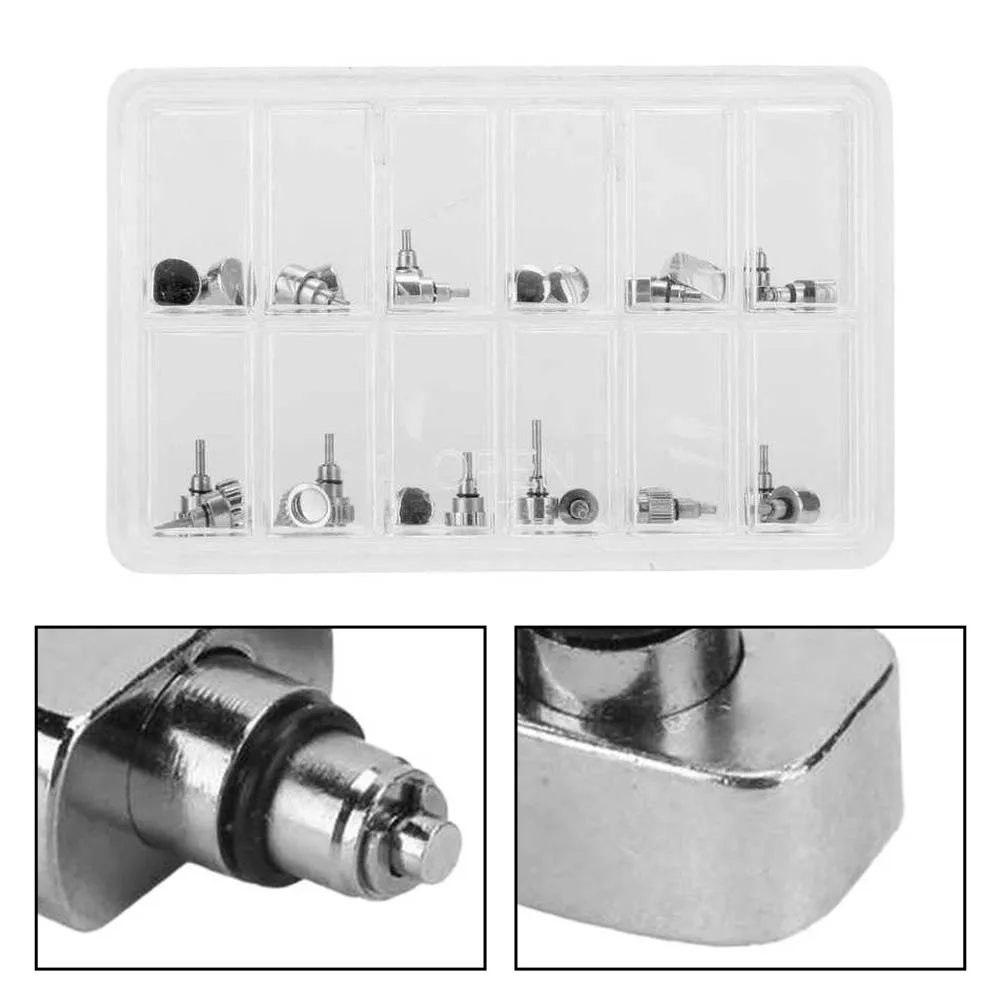 24pcs 12 Types Stainless Steel Watch Case Push Press Button Watch Repair Tools For Watchmakers Repair Technicians Parts Kit