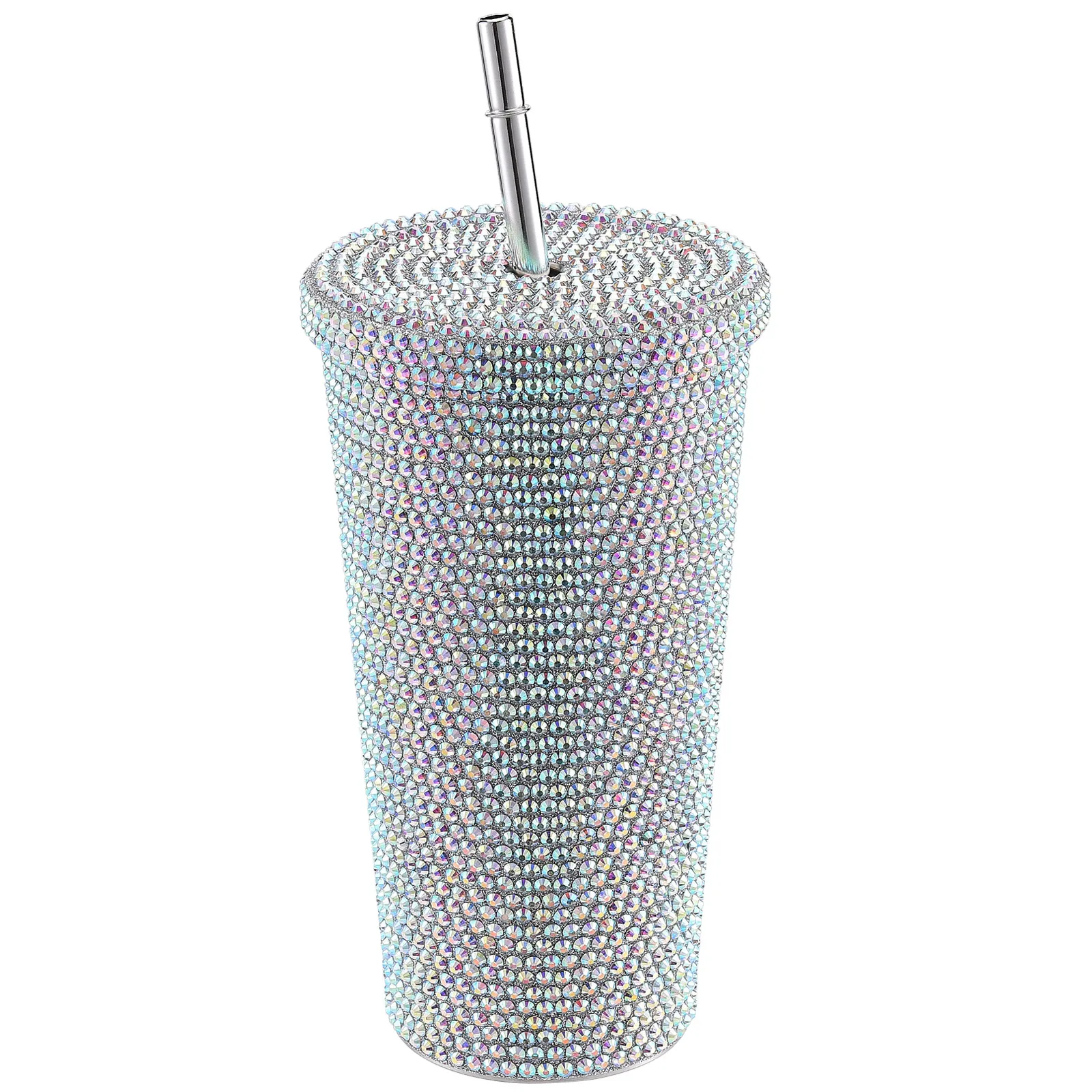 

ZK30 500ml Water Bottle Stainless Steel Rhinestone Decoration Vacuum Water Cup for Women