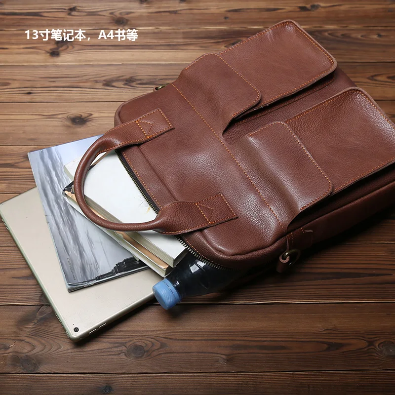 NZPJ Neue Retro Leder herren Handtasche Top Schicht Rindsleder Vertikale Einzigen Schulter Umhängetasche Briefträger Aktentasche Computer Tasche – Detail 16
