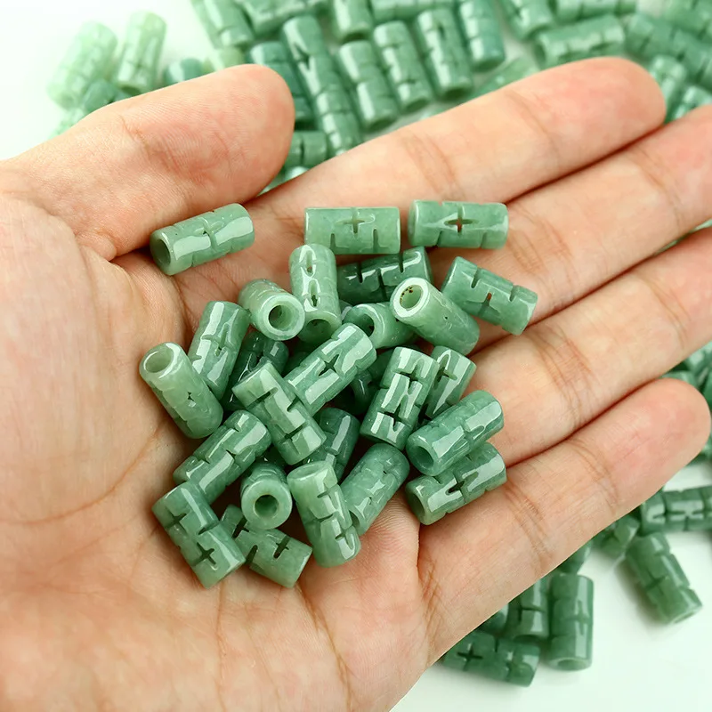 NaturalAGoods Jade as Right as Rain Tube Beads Scattered Beads Wholesale First-Hand GoodsdiyOrnament Accessories Handcraft Jewel