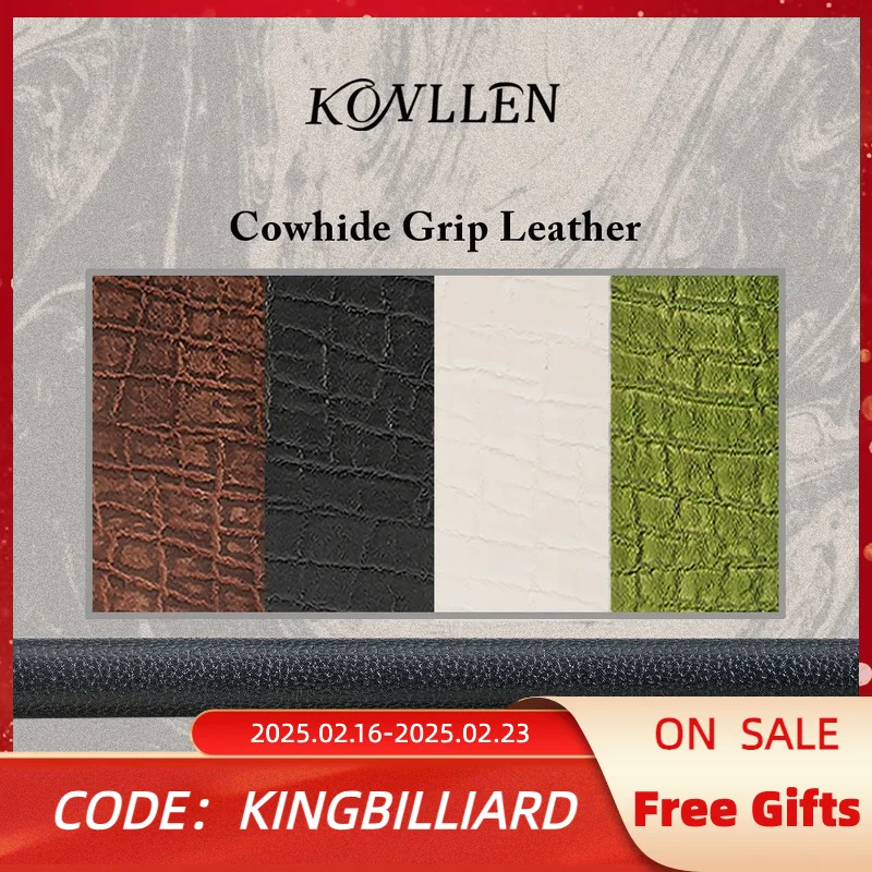 

Konllen Leather Grip Wrap Cowhide Waterproof Non-slip Lizard Skin 325*100*0.6mm Leather Billiard Pool Cue Billiard Accessory