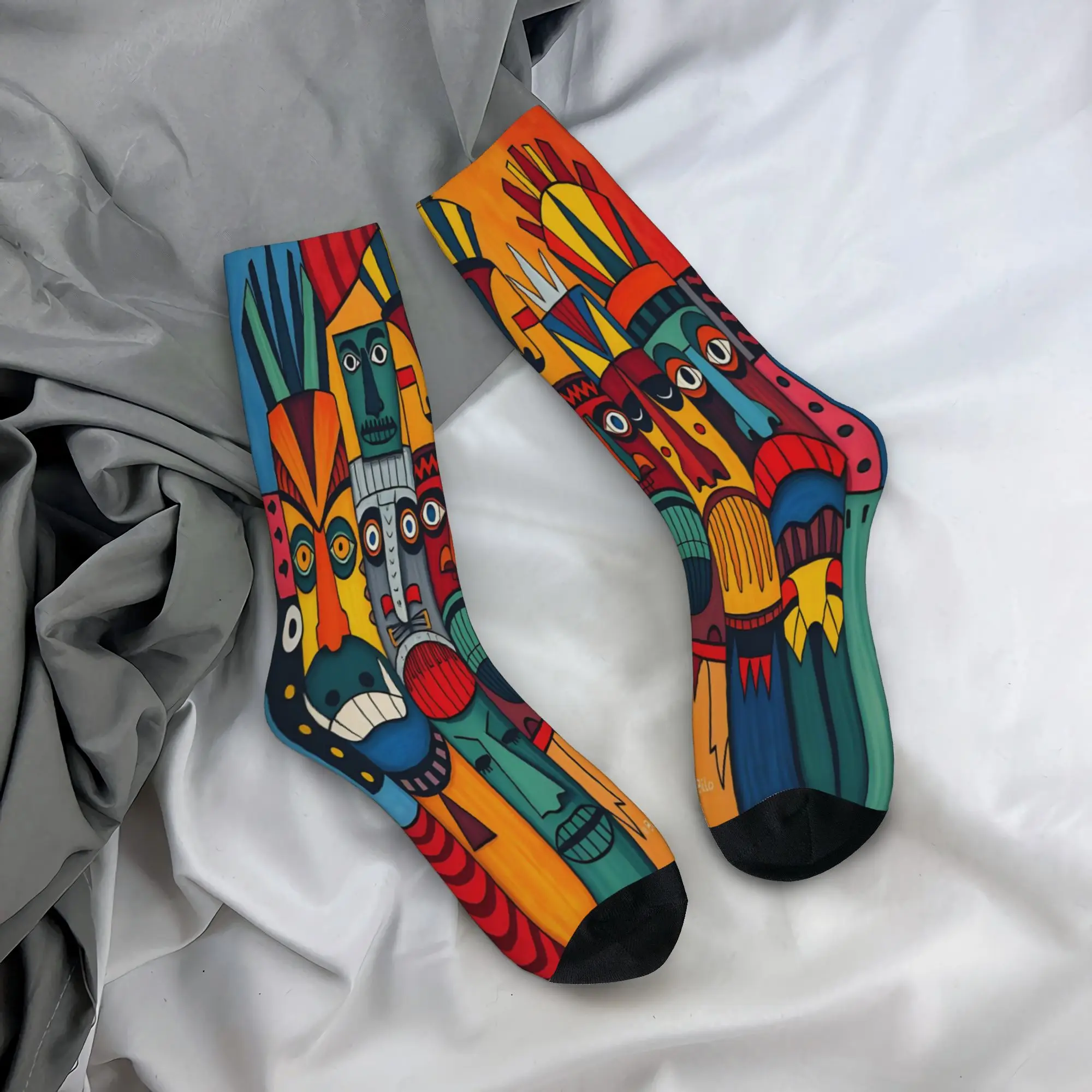 Abstract Art Face Socks Accessories For Men Women  Middle Tube Socks Comfortable Wonderful Gifts