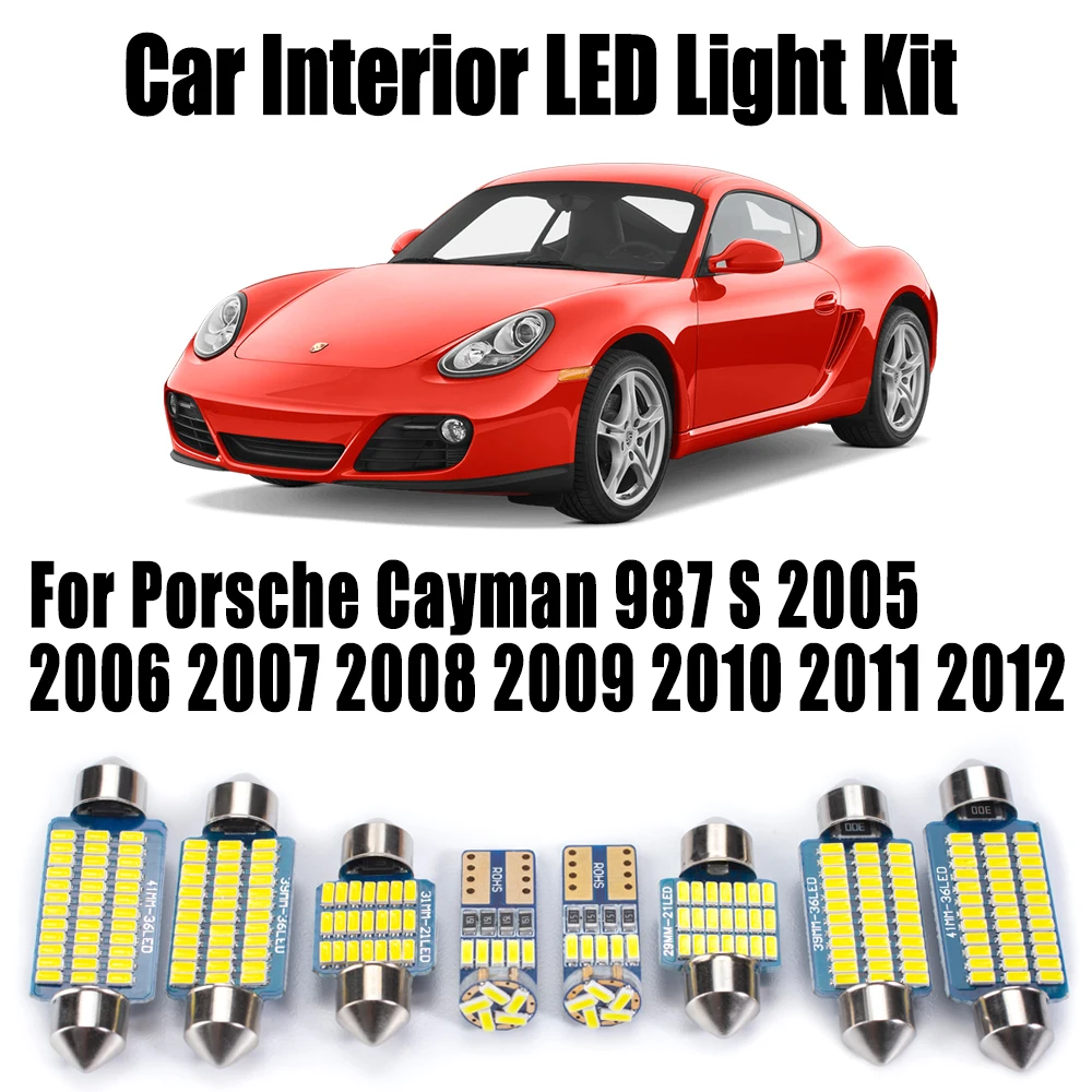 

14Pcs Canbus LED Interior Reading Dome Light Kit For Porsche Cayman 987 S 2005- 2008 2009 2010 2011 2012 Car Vanity Mirror Bulbs