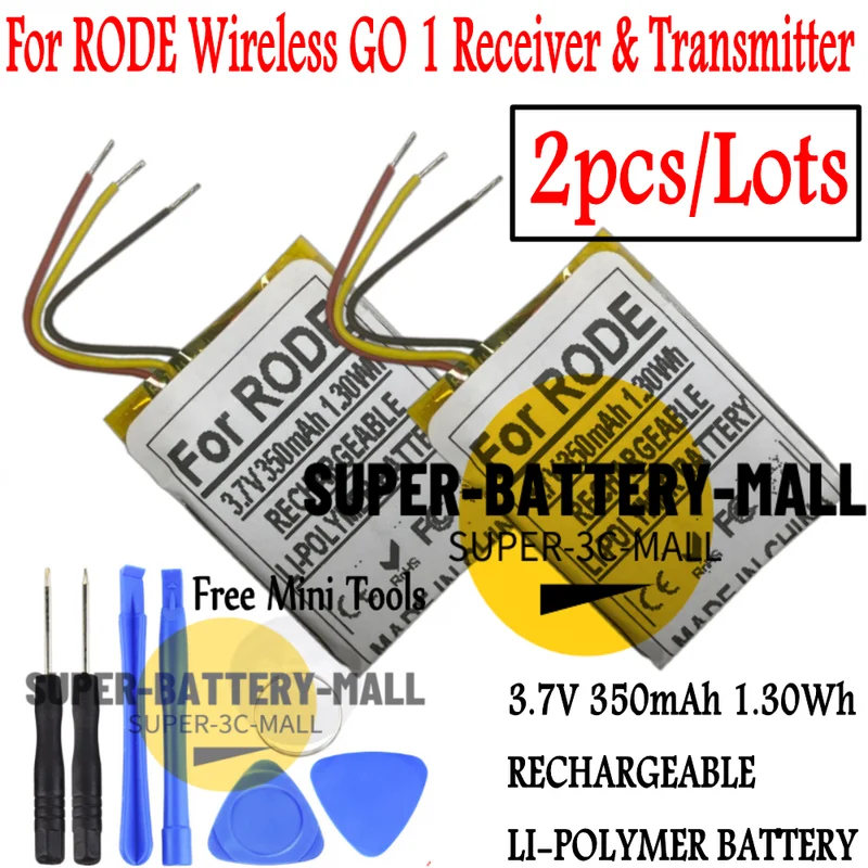 

2pcs/Lots 350mAh Battery Replace for RODE Wireless GO Receiver & For Transmitter