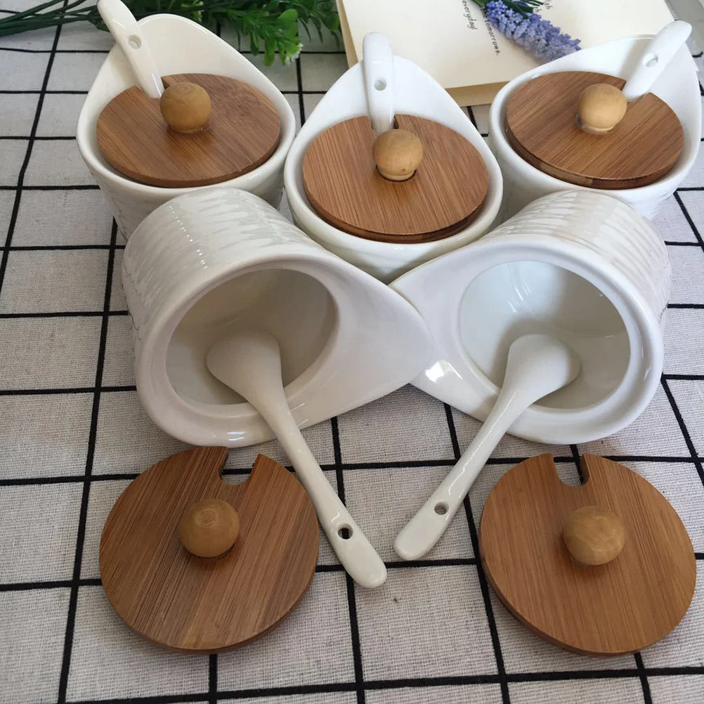 

Ceramic Spice Jar Set Large Capacity Rotating Seasoning Organizer Storage Containers For Kitchen Condiment Jars