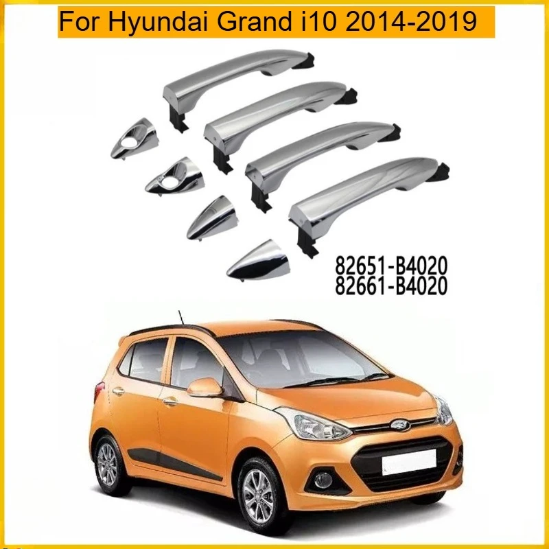 For Hyundai Grand i10 2014-2019 Outside Handle Switch Electroplating Outside Handle Lock Cylinder Cover 82651-B4020 82661-B4020