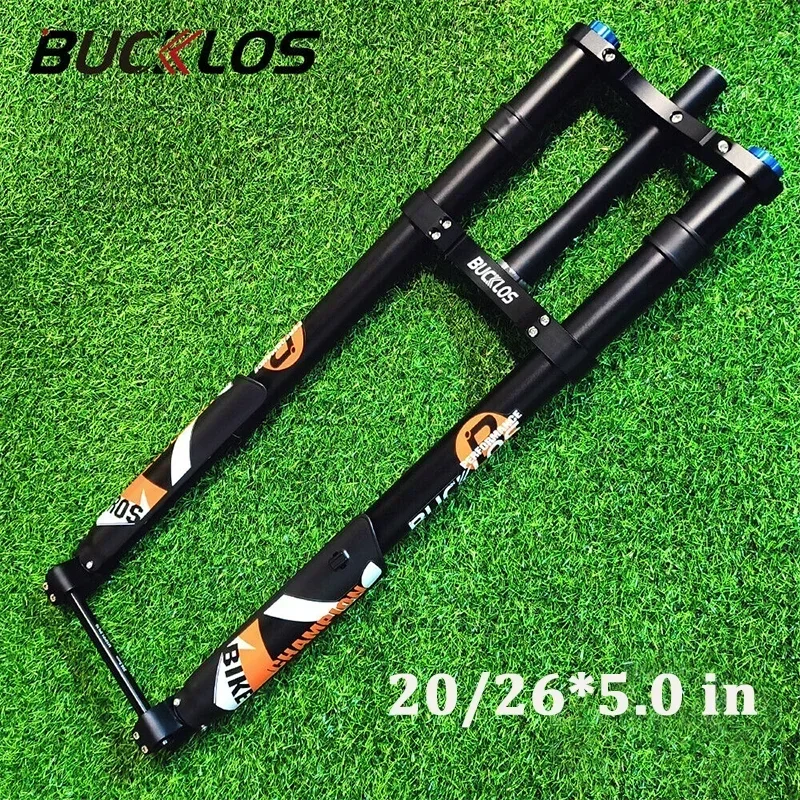 BUCKLOS Double Shoulder Inverted Bike Fork 26*5.0inch Thru Axle Downhill Bicycle Fork 15*150mm Tapered Tube Forks for XC AM DH