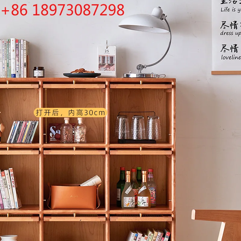 

Простой скандинавский шкаф из массива дерева, современный японский решетчатый книжный шкаф