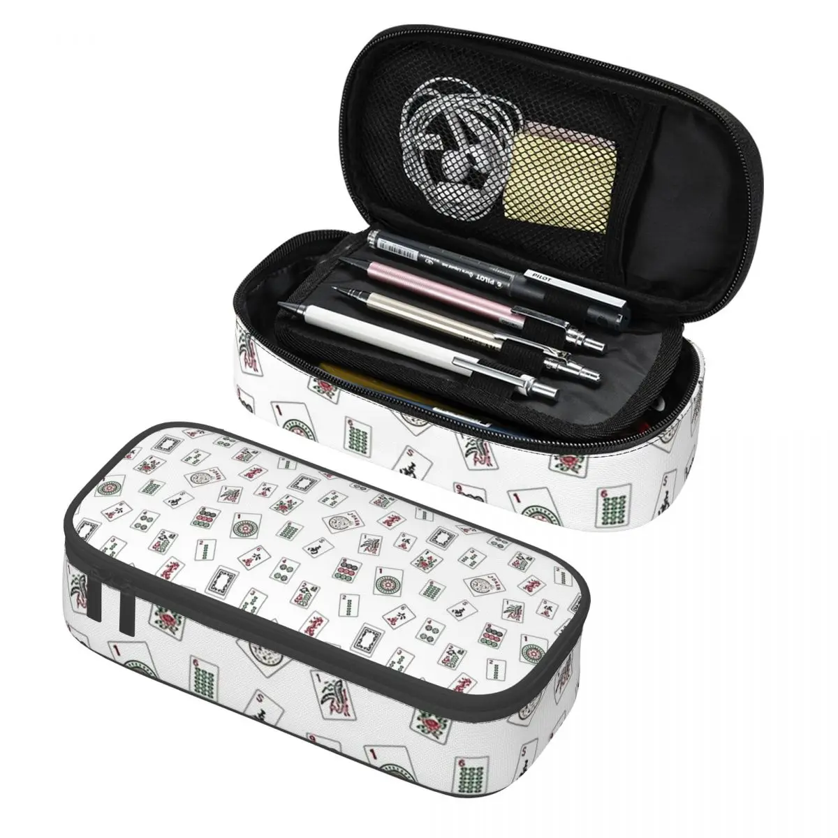 

White Mahjong Pencil Case Pencil Pouch Storage Stationery Supplies Large Capacity Pen Box Pencil Bag for Students