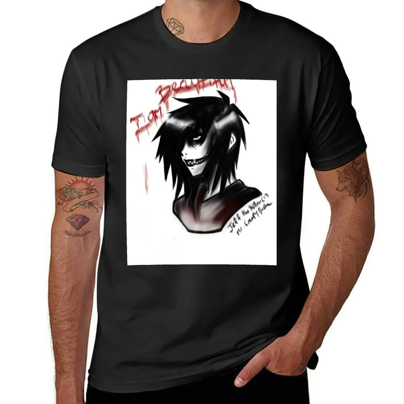 

Jeff the Killer T-Shirt anime tshirt designer shirts heavyweights men workout shirt