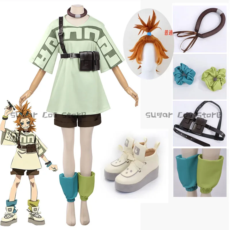 

Anime Gachiakuta Remlin Tysark Cosplay Costume Wig Shirt Pants Necklace Leg Covenings Accessories Halloween Party For Women Men