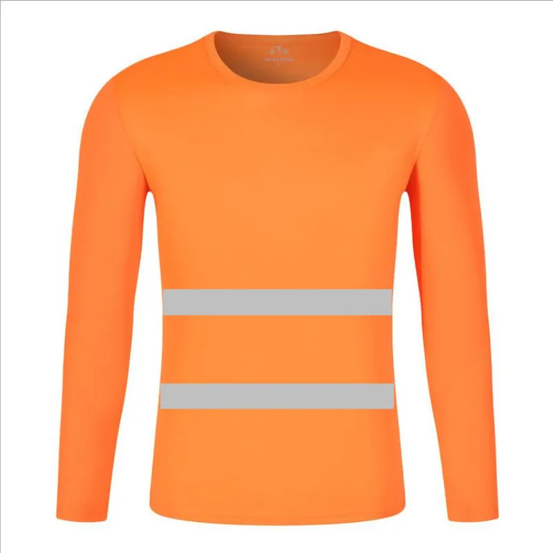 Koszulka bezpieczeństwa z odblaskami dla mężczyzn z okrągłym dekoltem z długim rękawem T-Shirt Hi Vis Work T Shirt szybki odzież ochronna odzież do pracy Qry